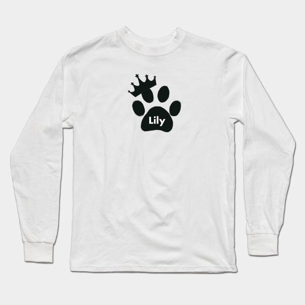 Lily cat name made of hand drawn paw prints Long Sleeve T-Shirt by GULSENGUNEL